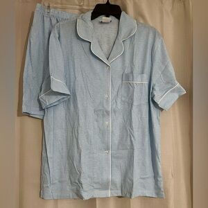 Madison’s Best Blue Gingham Pajama Set Short Sleeve Button Front Size L